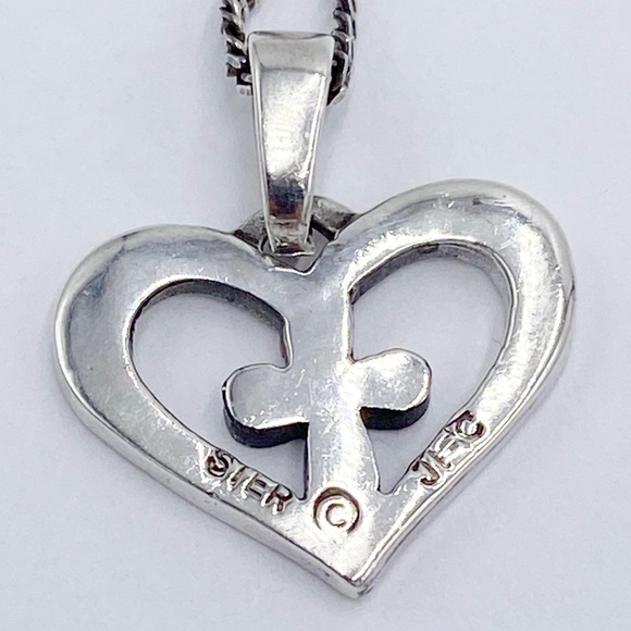 Jeep Collins Sterling Silver Heart Cross Pendant Necklace - Picture 9 of 10